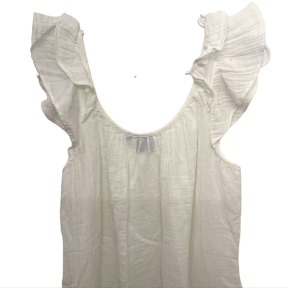 GAP 'New White' Crinkle Gauze Mini Dress Airy Flutter Sleeve Pockets Sz MEDP NWT - Picture 8 of 14